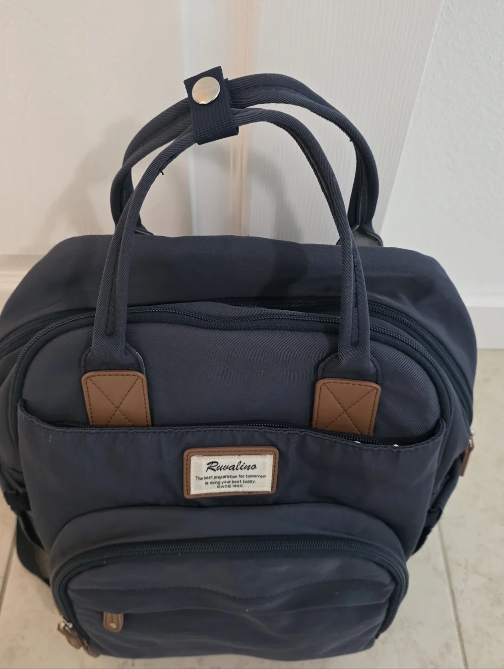 Ruvalino Diaper Bag Backpack Navy Blue Multi-Pocket Baby Bag Travel Organizer
